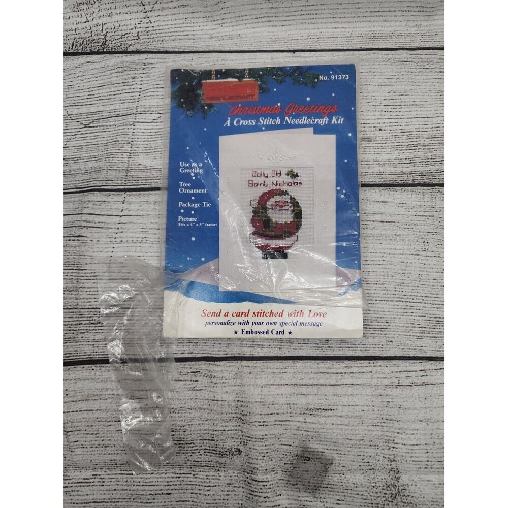 Titan Needlecraft-Christmas Greetings Counted Cross Stitch Card Kit-Santa
